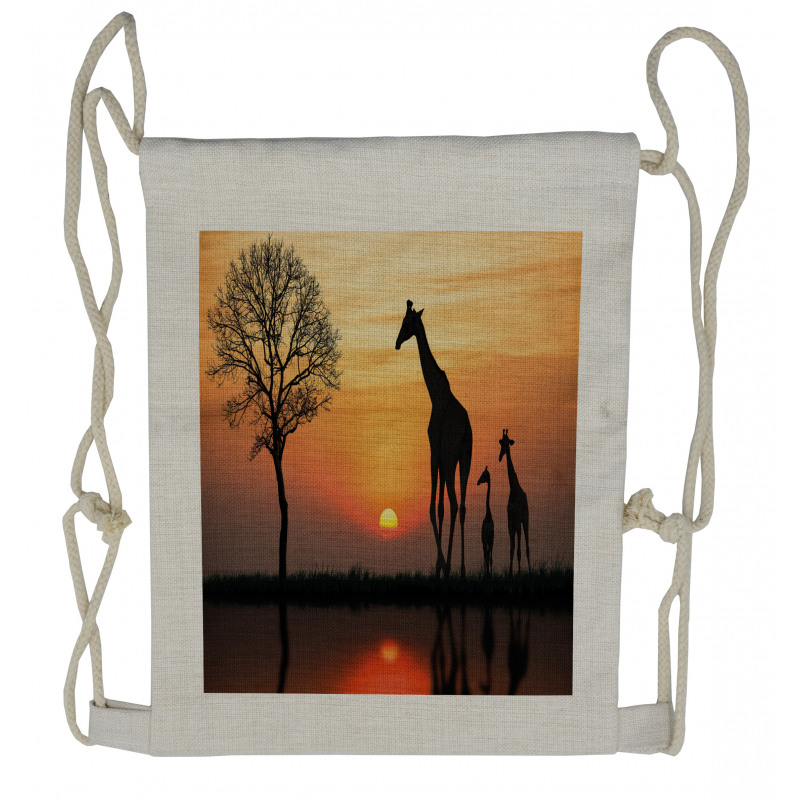 Giraffe in Wild Forest Drawstring Backpack