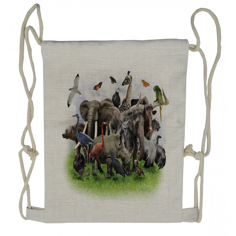 Wild Safari Animals Drawstring Backpack