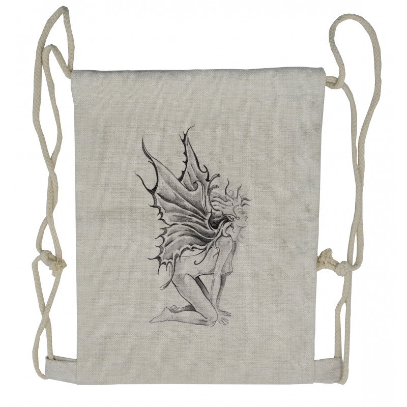 Pencil Drawing Angels Drawstring Backpack