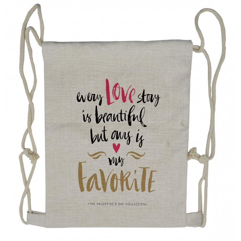 Romantic Words Drawstring Backpack