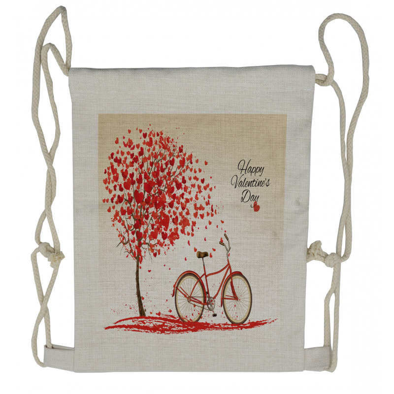 Heart Tree Bike Drawstring Backpack