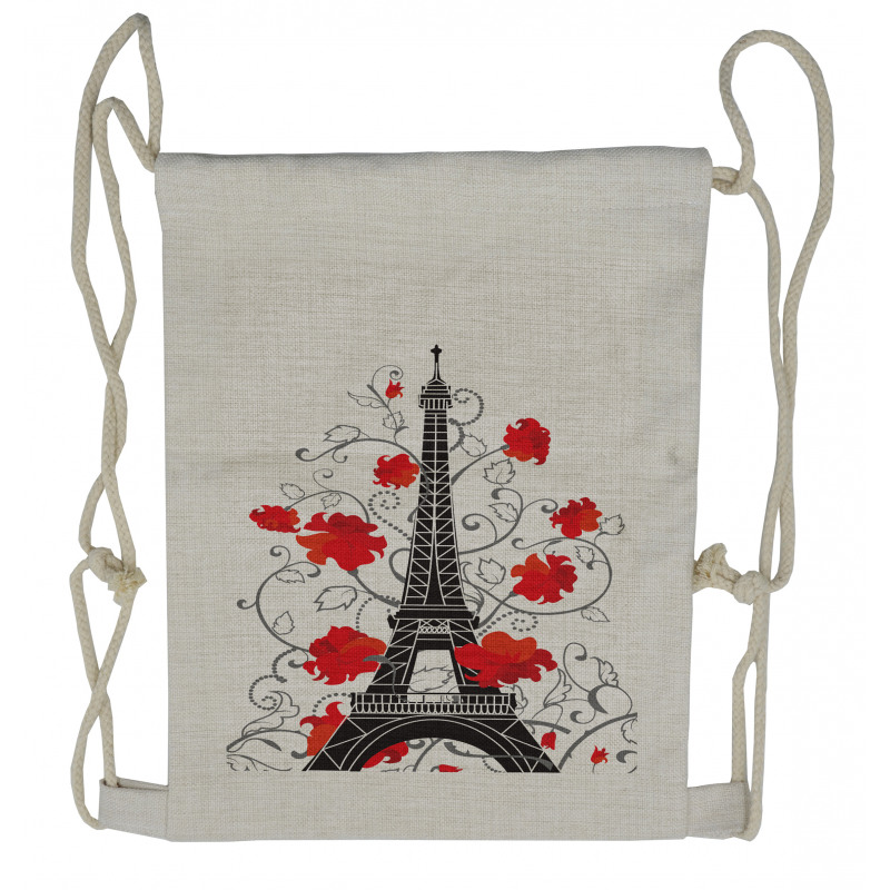 Romantic Paris Art Drawstring Backpack