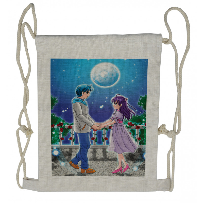 Romantic Manga Couple Drawstring Backpack
