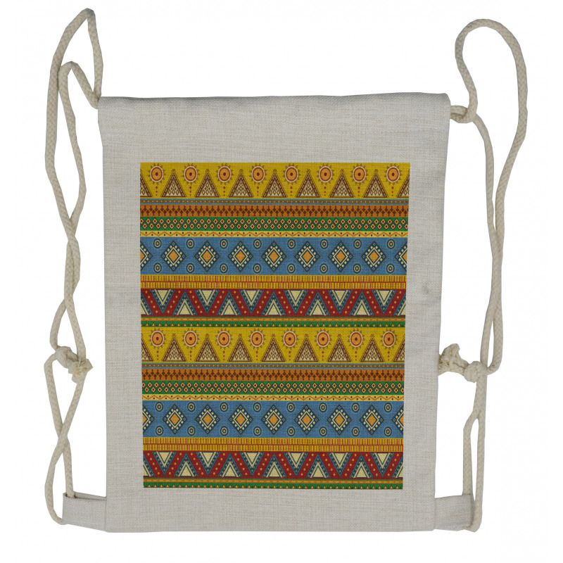 Folk Motif Mexican Sun Drawstring Backpack