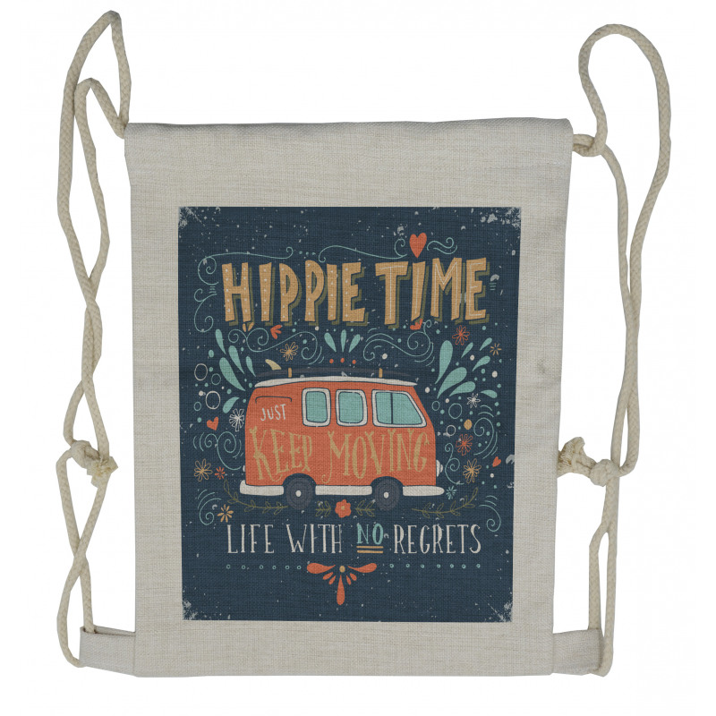 Hippie Words Drawstring Backpack