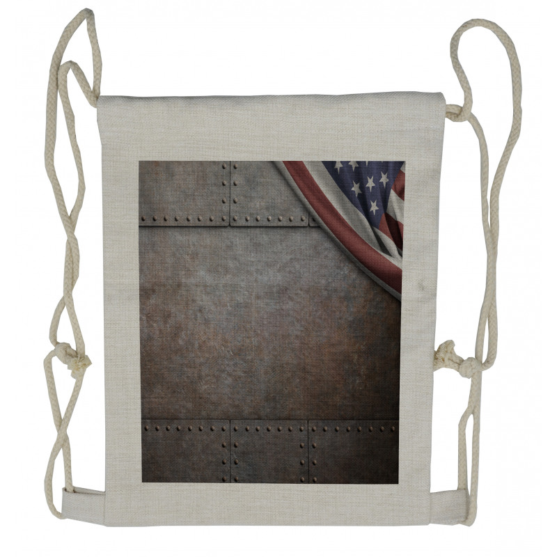 USA Iron Armor Plaque Drawstring Backpack