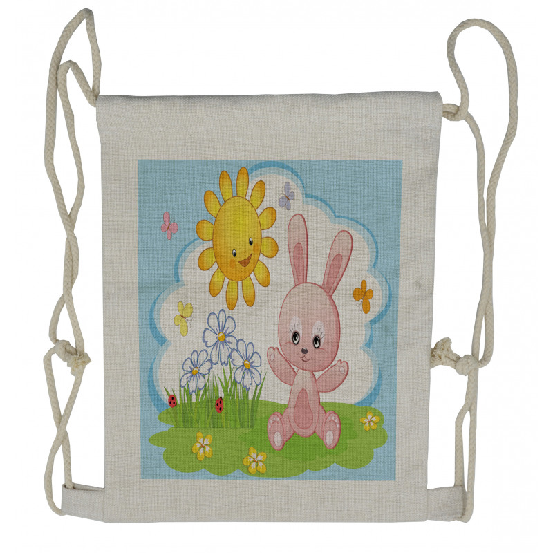 Rabbit in Garden Drawstring Backpack