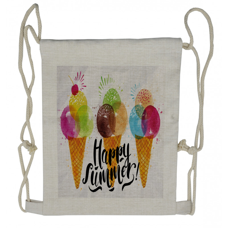 Ice Cream Cones Dessert Drawstring Backpack