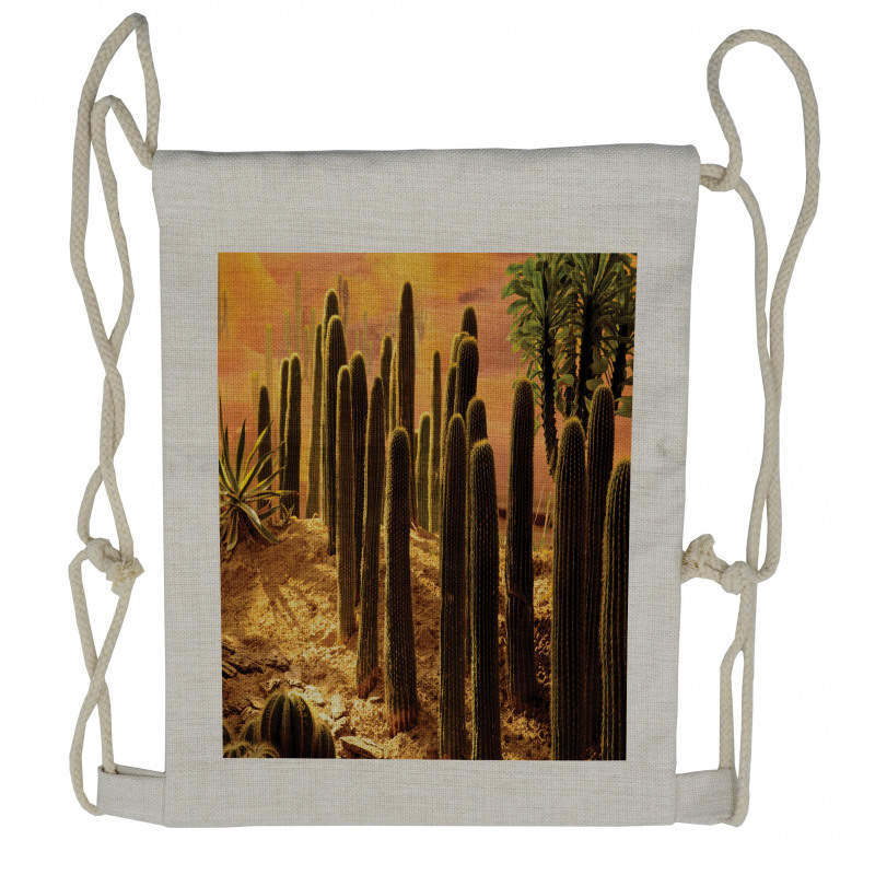 Sunset in Wild Desert Drawstring Backpack