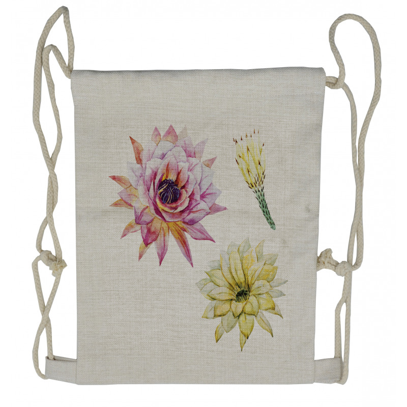 Watercolored Flowers Drawstring Backpack