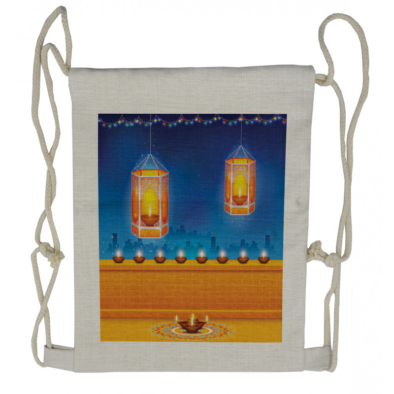 Diwali Night Candles Drawstring Backpack