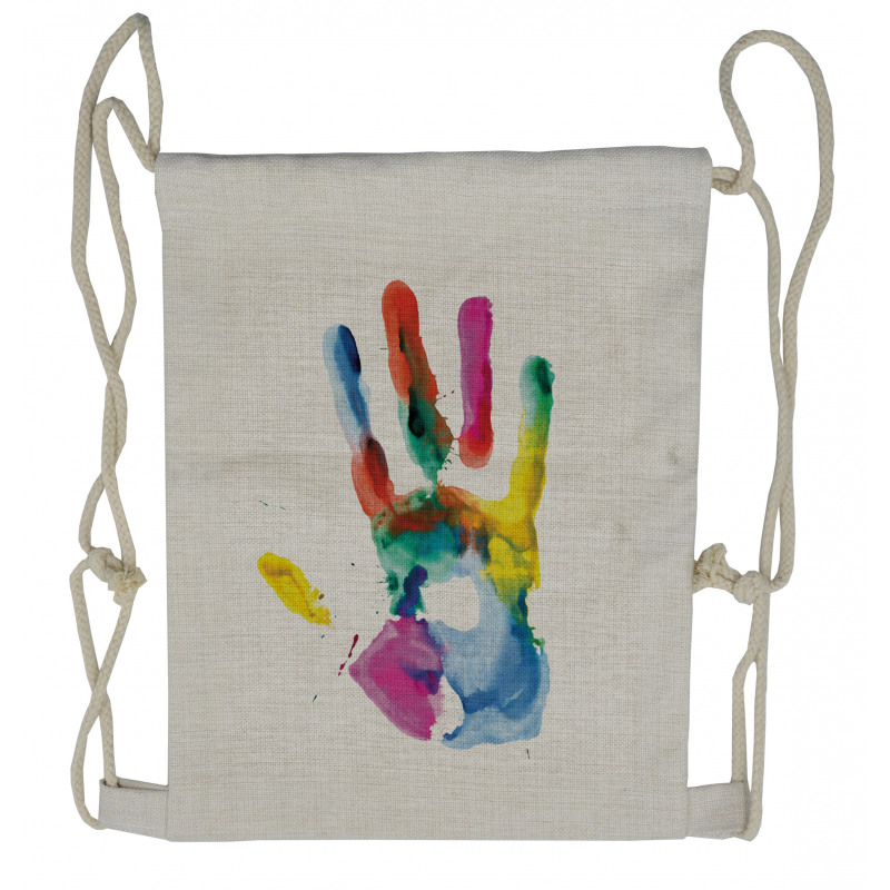 Colored Human Hand Drawstring Backpack