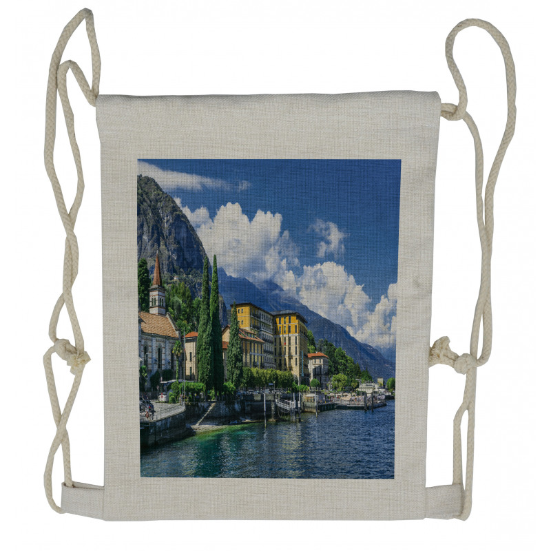 Landscape of Lake Como Drawstring Backpack