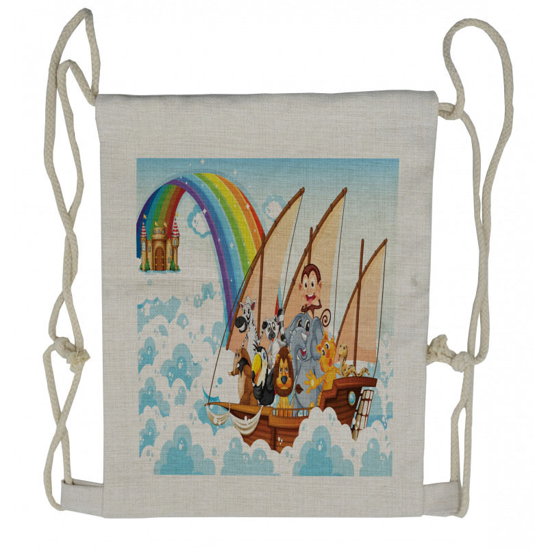 Noah's Ark in Clouds Drawstring Backpack