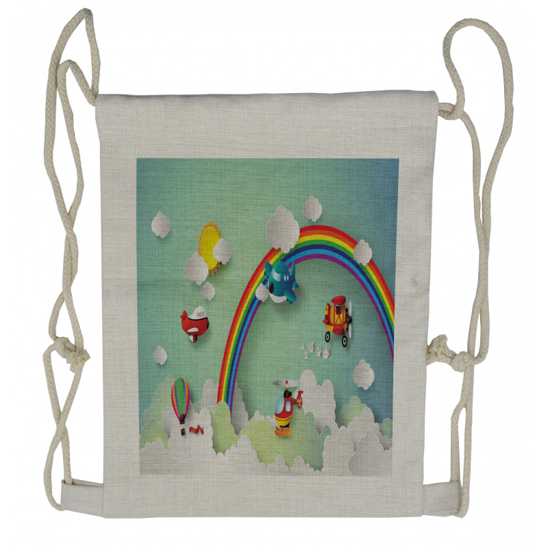 Rainbow Sunny Sky Baby Drawstring Backpack