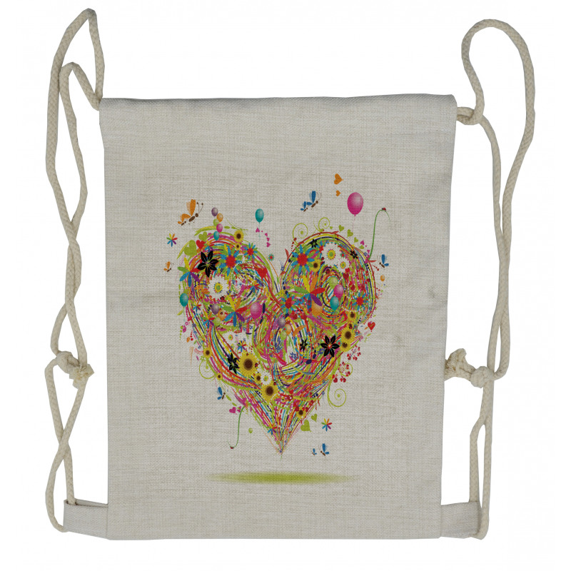 Watercolor Love Drawstring Backpack