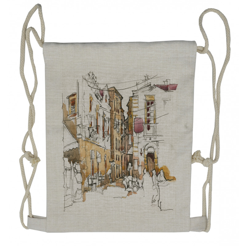 Street Town Sketch Drawstring Backpack