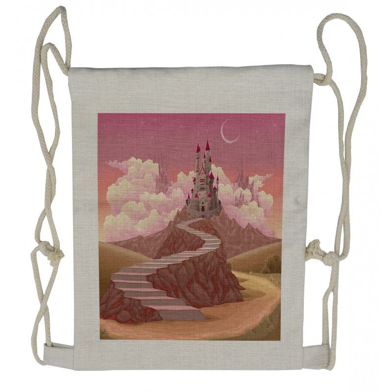 Hill Sunset Castle Drawstring Backpack