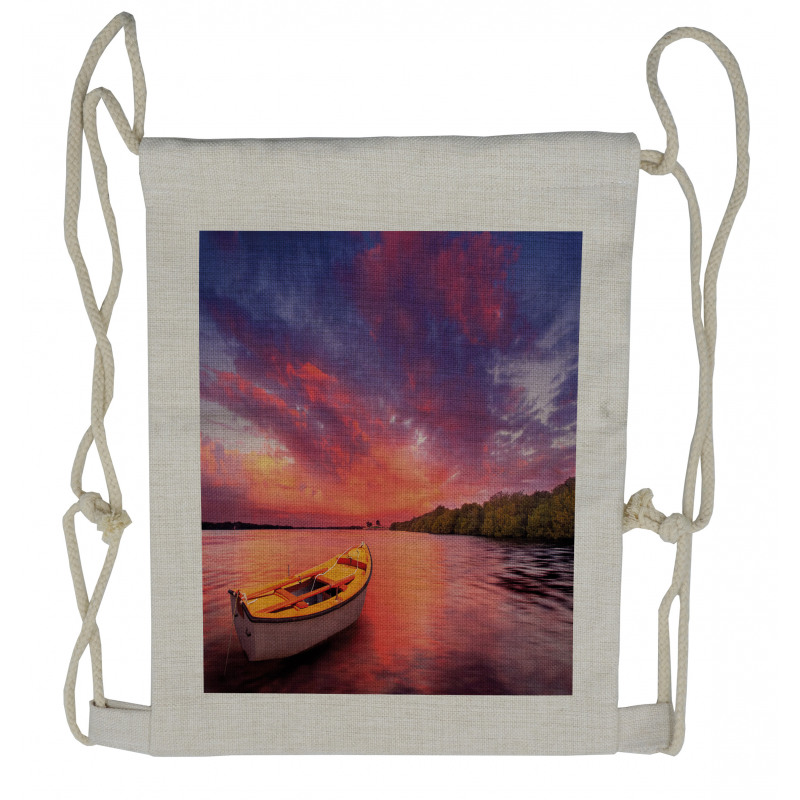 Sea Coast with a Rowboat Drawstring Backpack