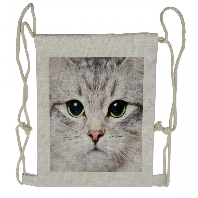 Face of a Domestic Kitty Drawstring Backpack