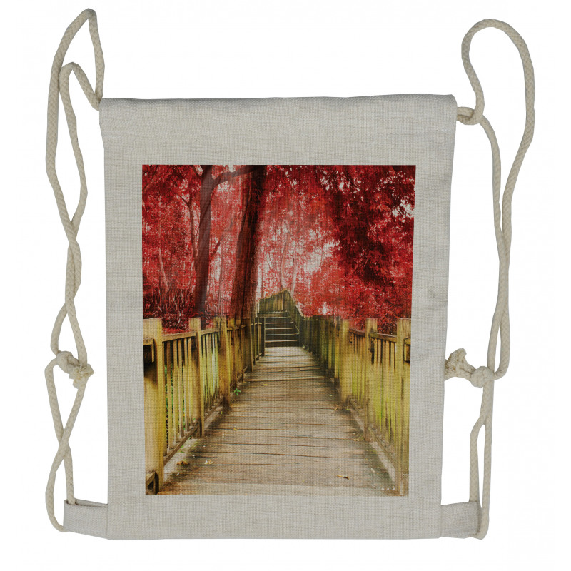 Rustic Wooden Walkway Drawstring Backpack