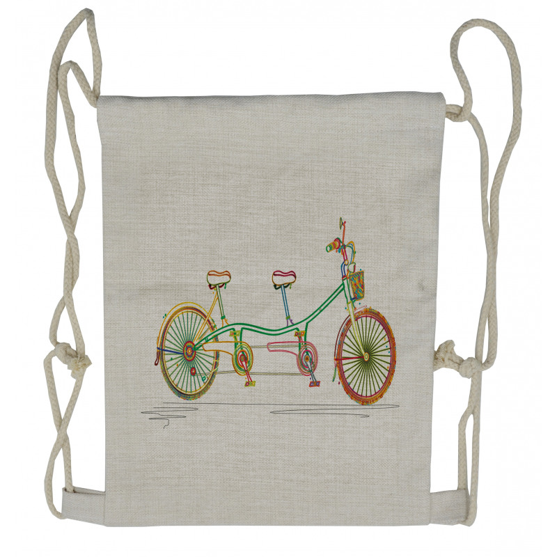 Tandem Bike Design Drawstring Backpack