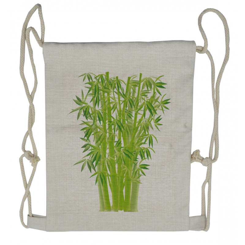 Bamboo Stems with Leaves Drawstring Backpack