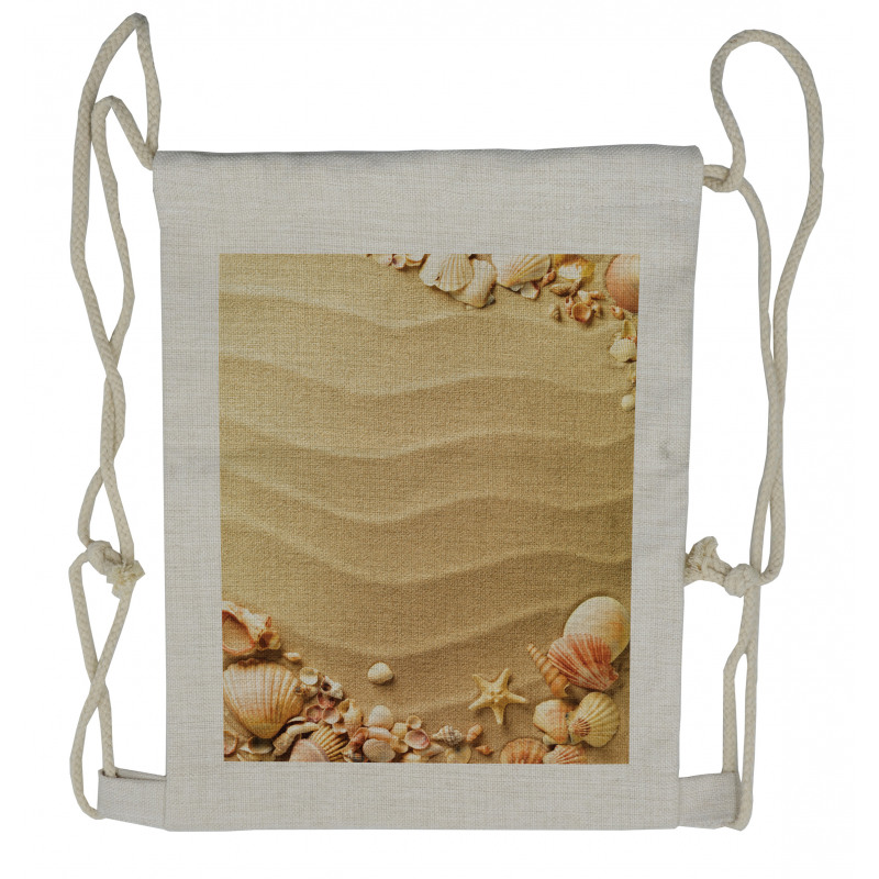 Sand with Sea Shells Drawstring Backpack