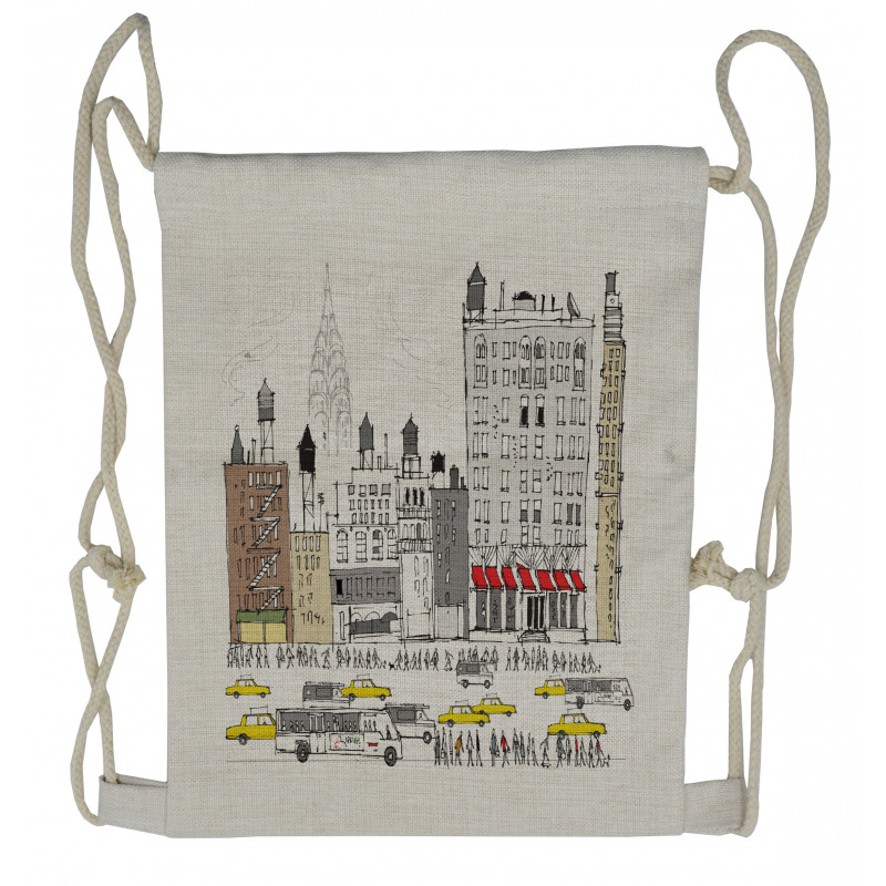 Busy City Traffic Jam Drawstring Backpack