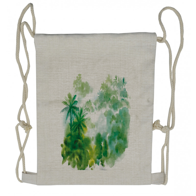 Watercolor Forest Image Drawstring Backpack