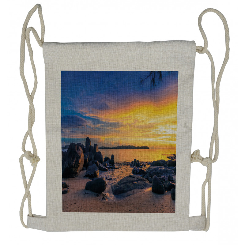 Horizon Sky Beach View Drawstring Backpack