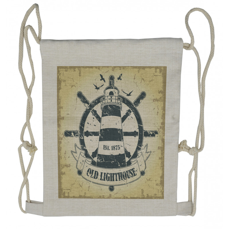 Ship Helm Wheel Retro Drawstring Backpack