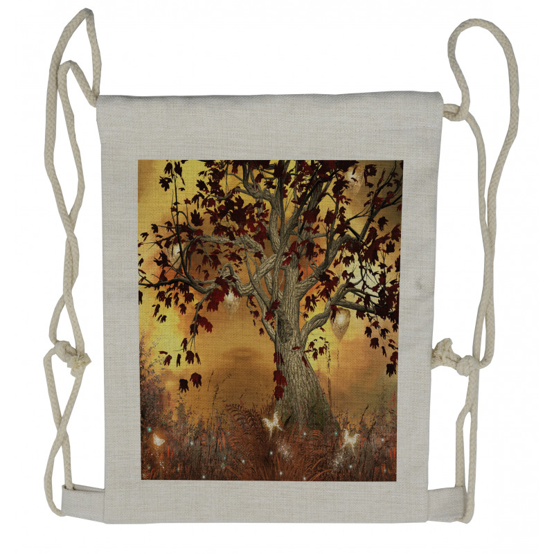 Tree Earthy Color Tones Drawstring Backpack