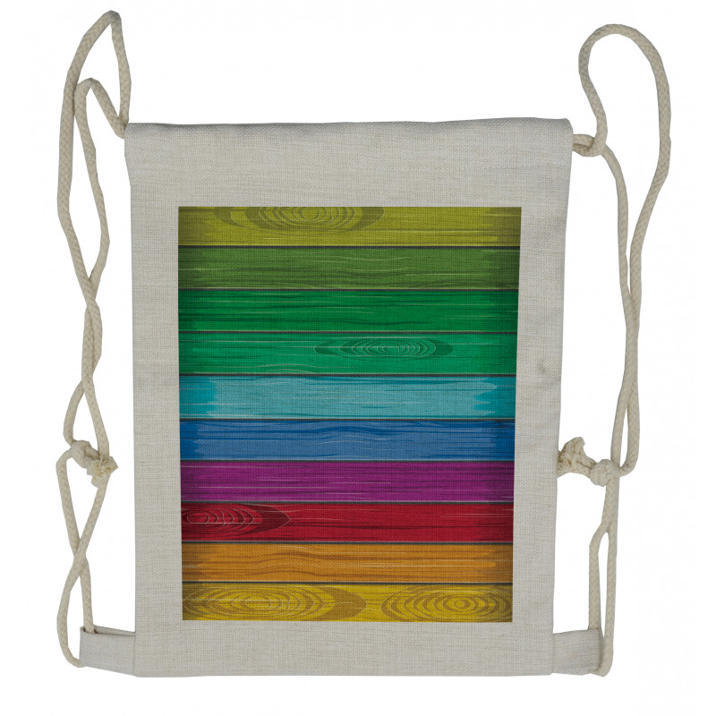 Colorful Wood Stripes Drawstring Backpack