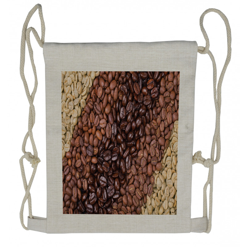 Coffee Beans Stripes Drawstring Backpack