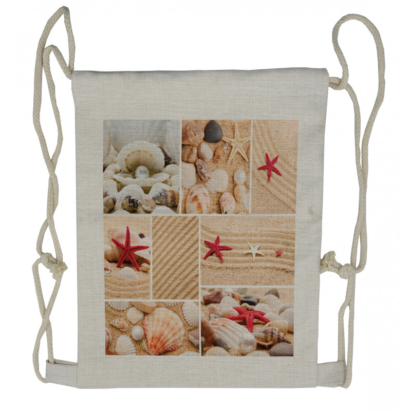 Seashells Starfishes Drawstring Backpack