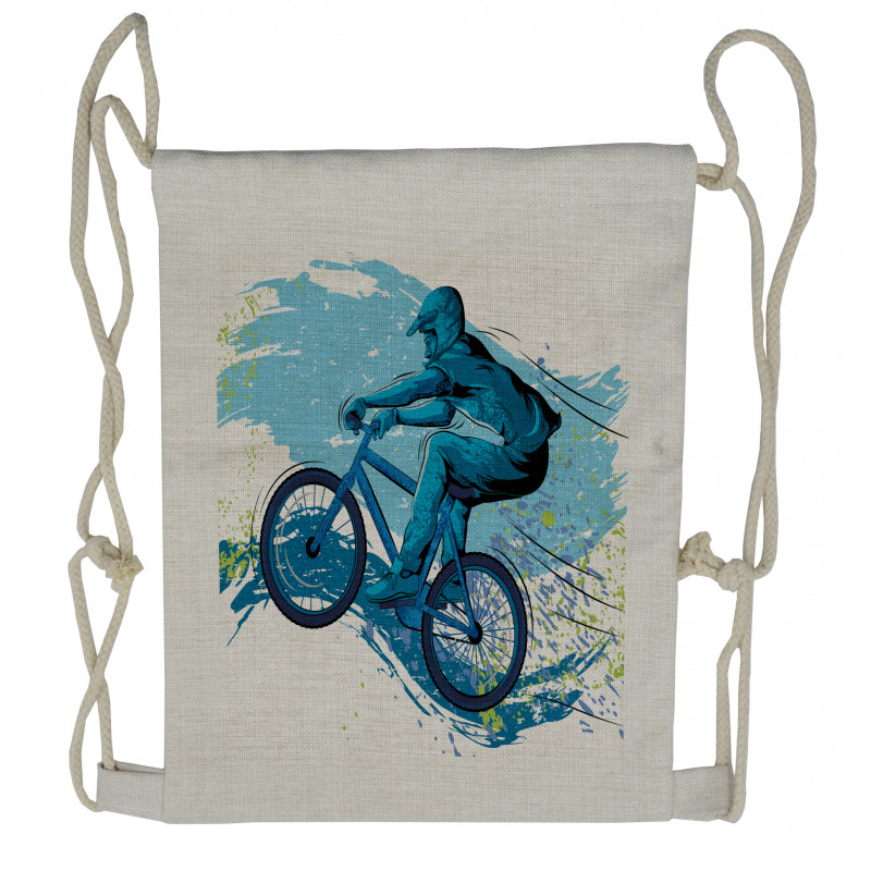 Bicyclist Color Splashes Drawstring Backpack