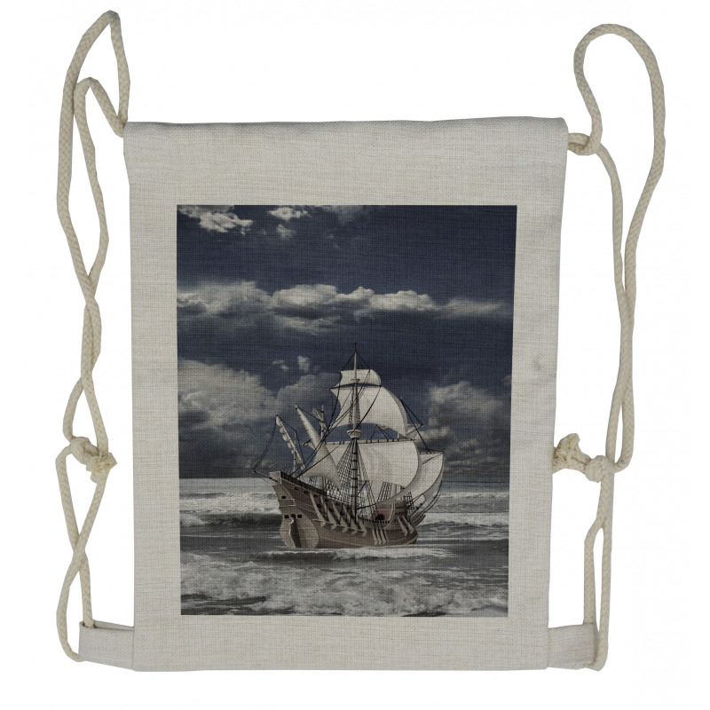 Caribbean Pirates Ship Drawstring Backpack