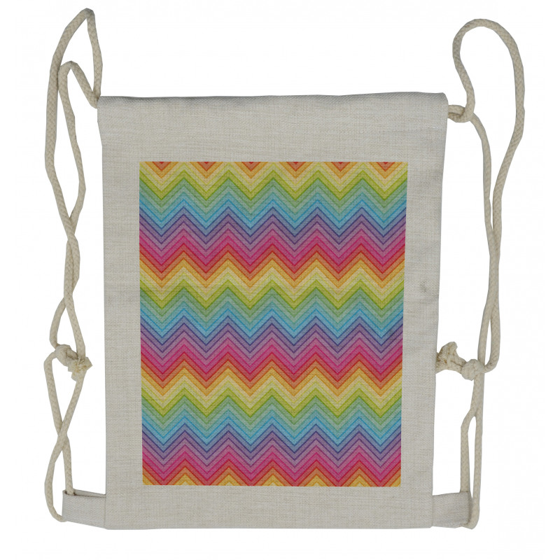 Colorful Vivid Chevron Drawstring Backpack