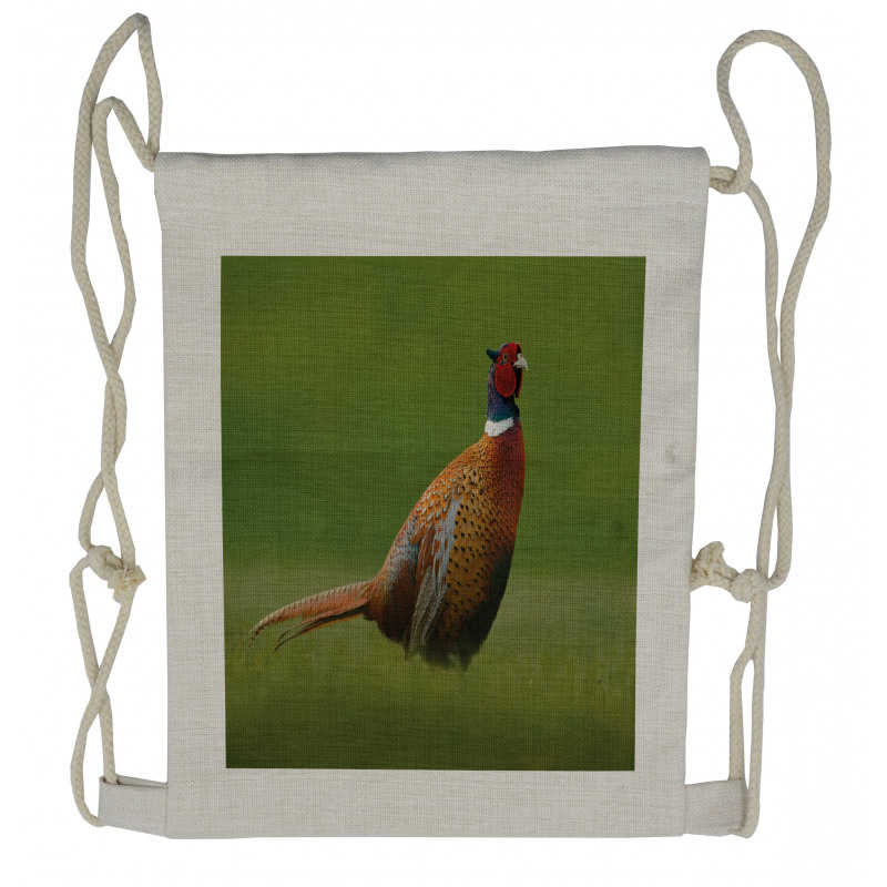 Pheasant Long Tail Meadow Drawstring Backpack