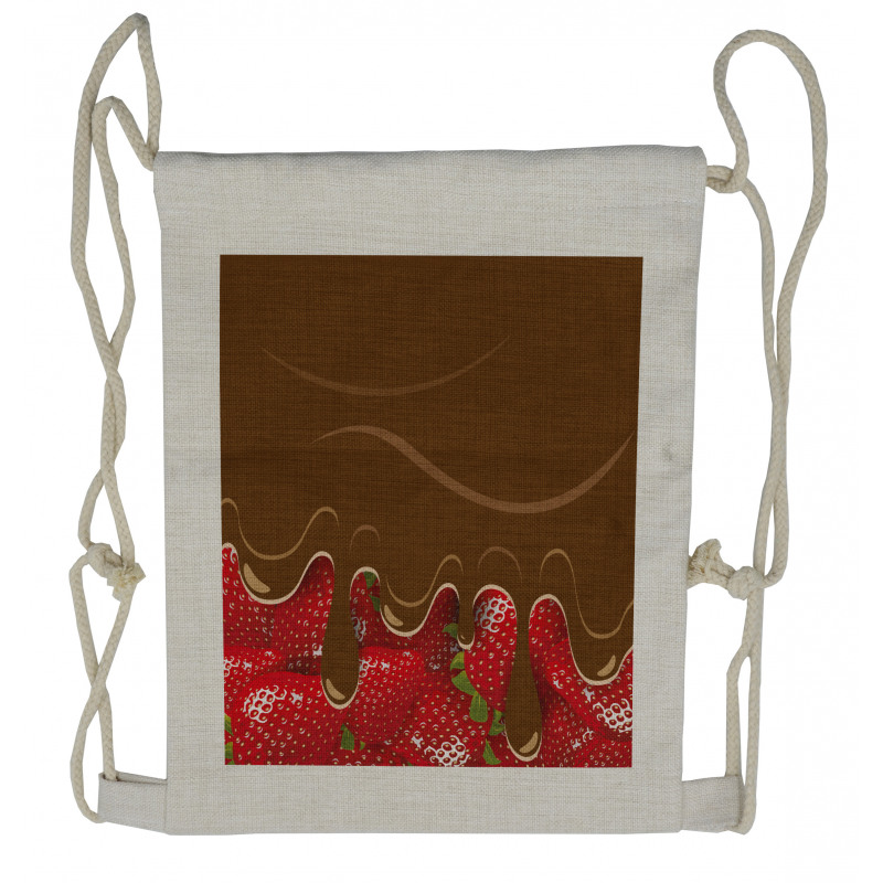 Strawberries Chocolate Drawstring Backpack