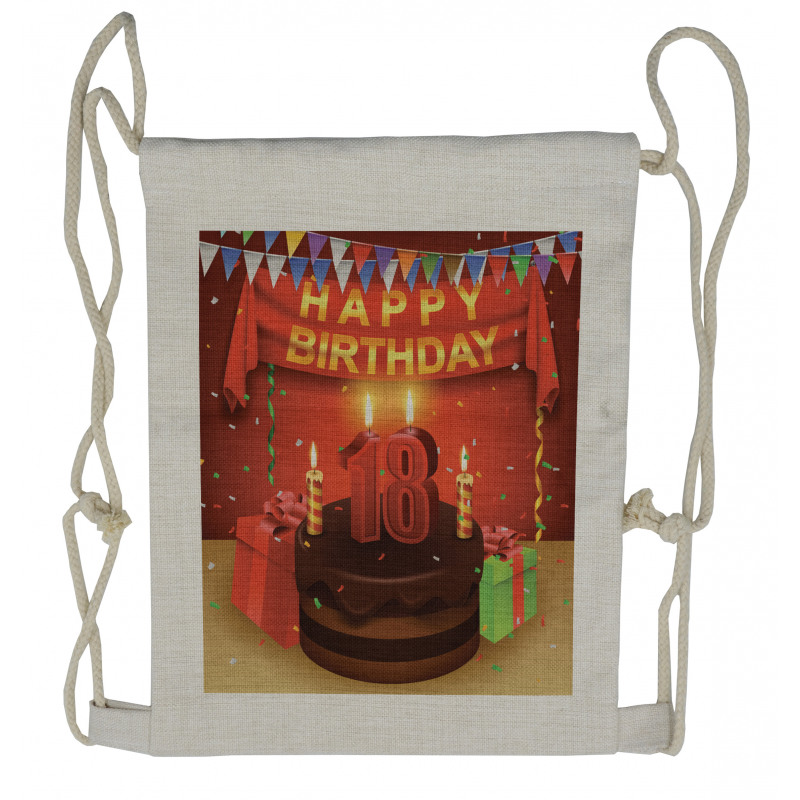 Happy Birthday Cake Drawstring Backpack