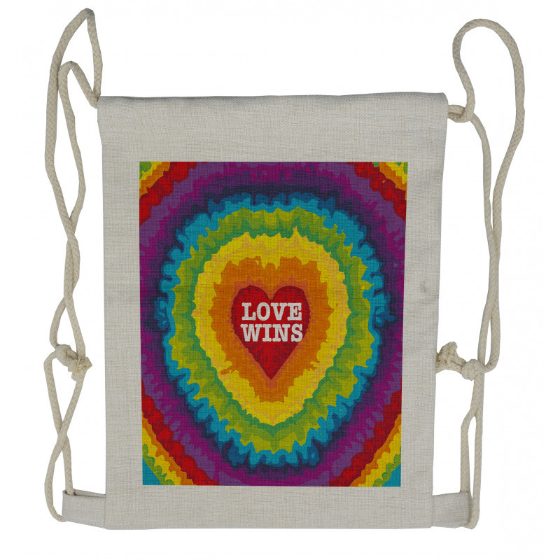 Love Wins Tie Dye Effect Drawstring Backpack