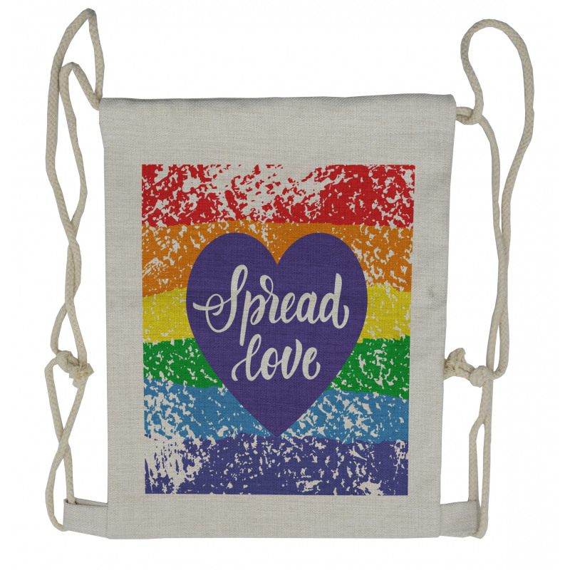 Spread Love Heart Drawstring Backpack