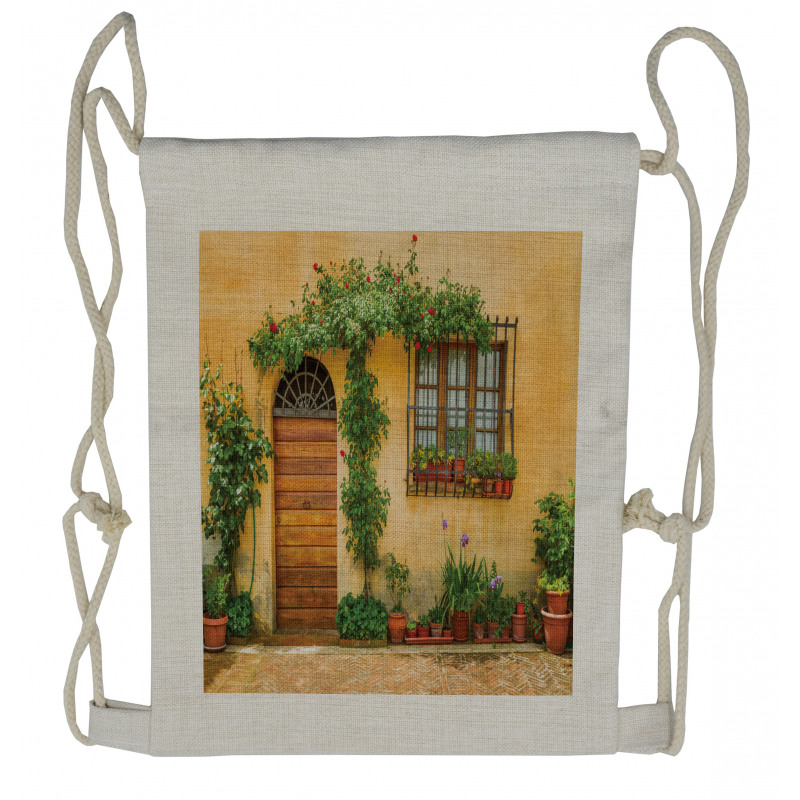 Plants and House Door Drawstring Backpack