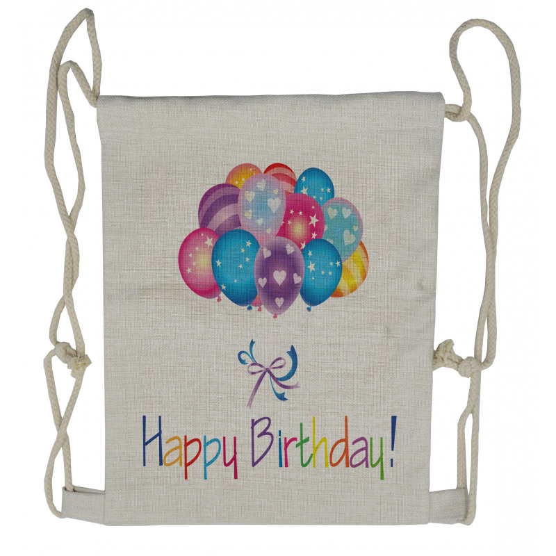 Balloon Bouquet Hearts Drawstring Backpack