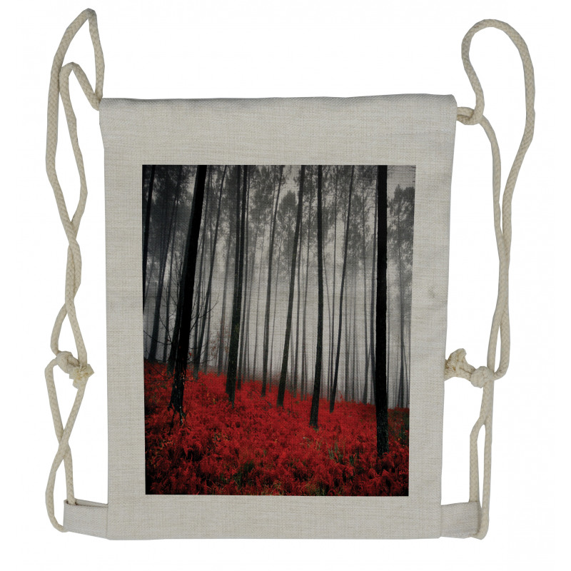 Mystical Foggy Woodland Drawstring Backpack