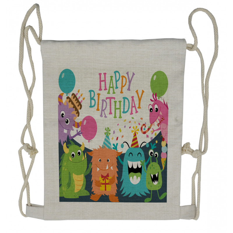 Monster Birthday Drawstring Backpack