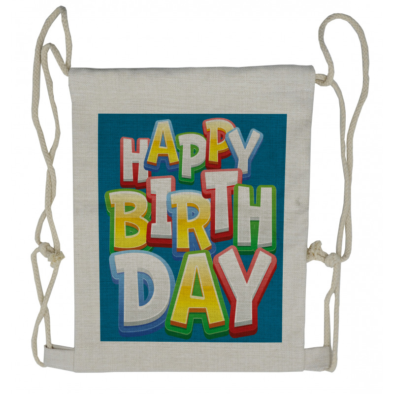 Birthday Lettering Drawstring Backpack