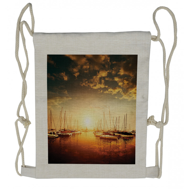 Boats on the Pier Drawstring Backpack